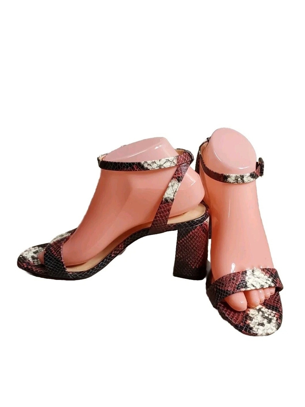 Antonio Melani Size 8.5 Gwyn Snake Print Block Heel Sandals Ankle Strap 105